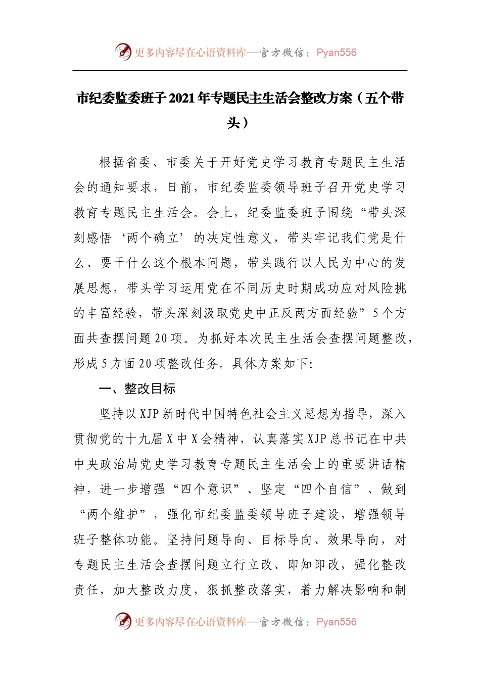 108整改方案2021年专题民主生活会整改方案.docx_第1页