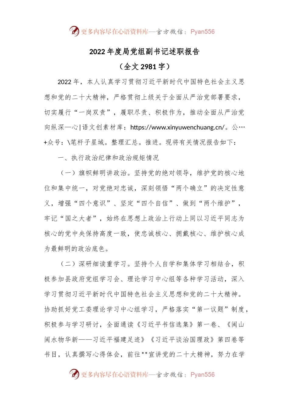 2022年度局党组副书记述职报告.docx_第1页