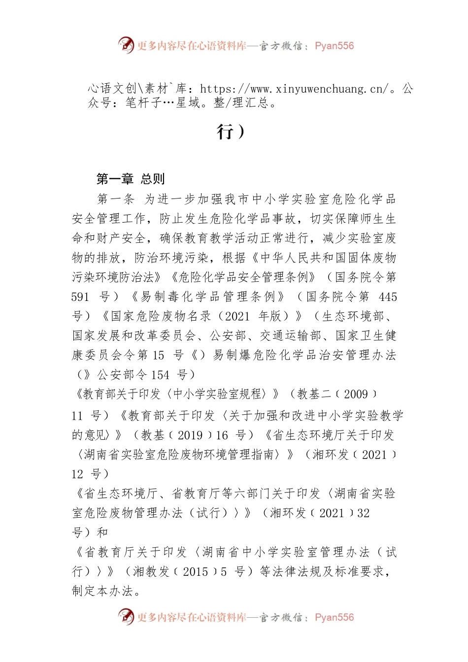 XX市中小学危险化学品管理办法（试行）.docx_第1页