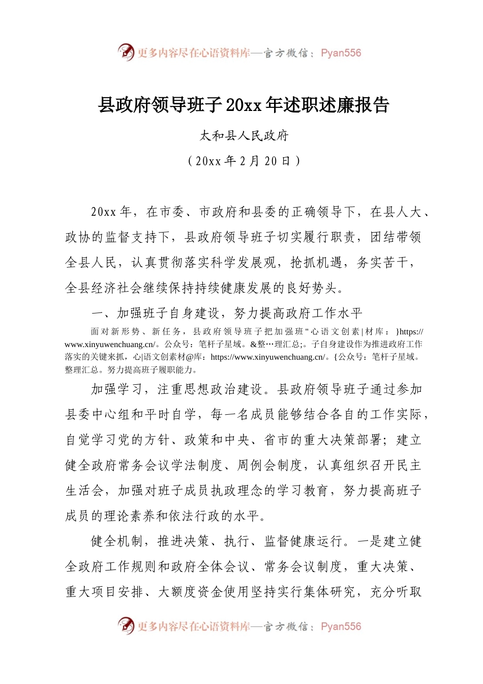 20XX.02.20县政府领导班子20XX年述职述廉报告.docx_第1页