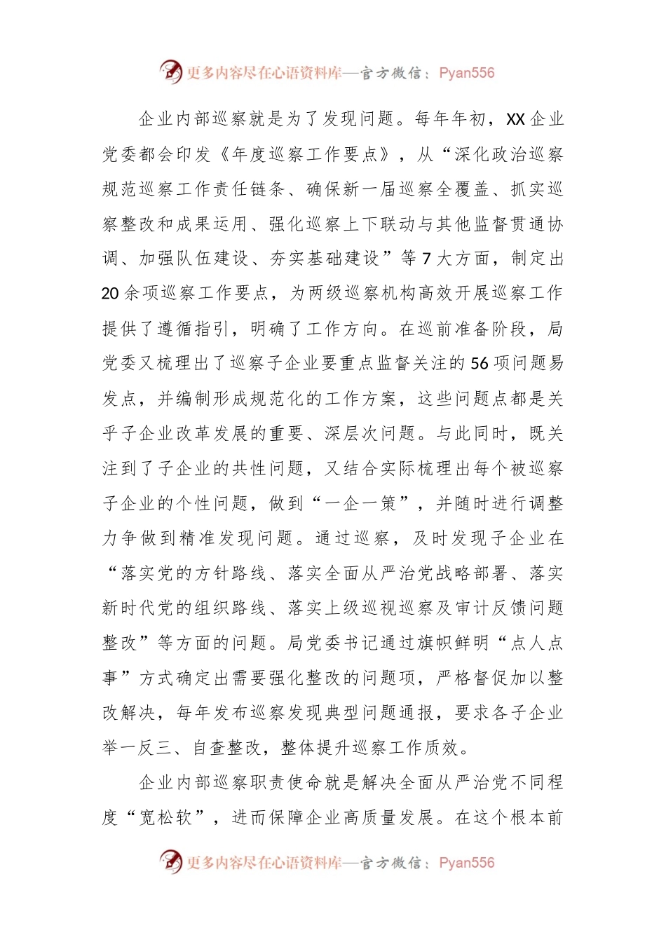 XXX国有企业在全市国资国企系统巡察工作专题推进会上的汇报发言材料.docx_第2页