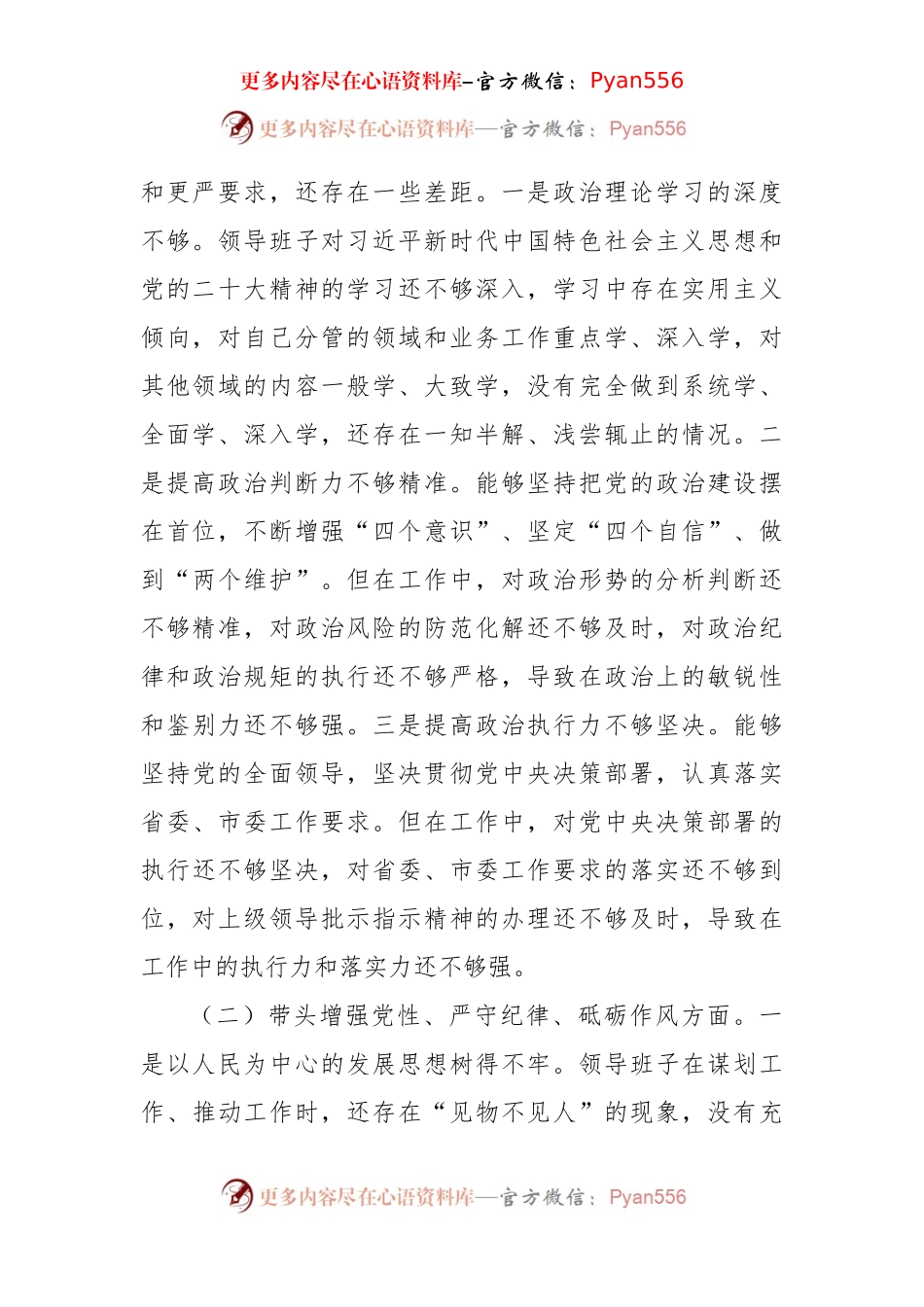 2024年度民主生活会领导班子“四个带头”对照检查材料（3933字）.docx_第2页