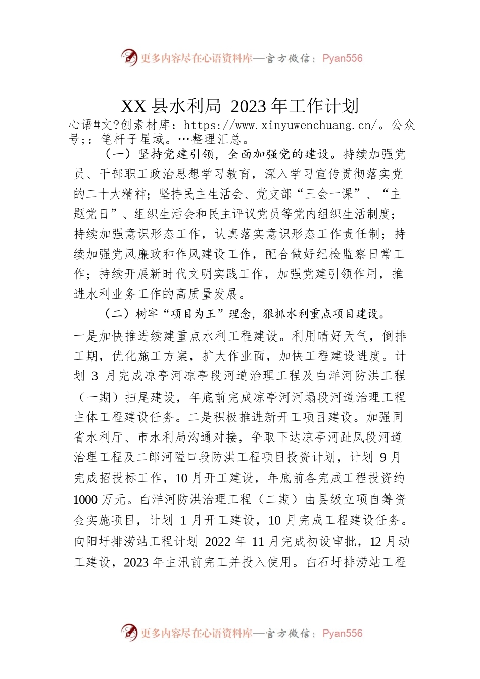 XX县水利局2023年工作计划.docx_第1页