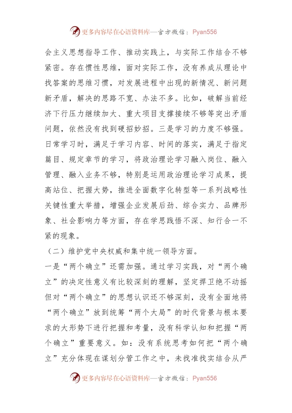 2023年领导干部主题教育专题民主生活会个人 对照检查材料（新6个对照方面）.docx_第2页