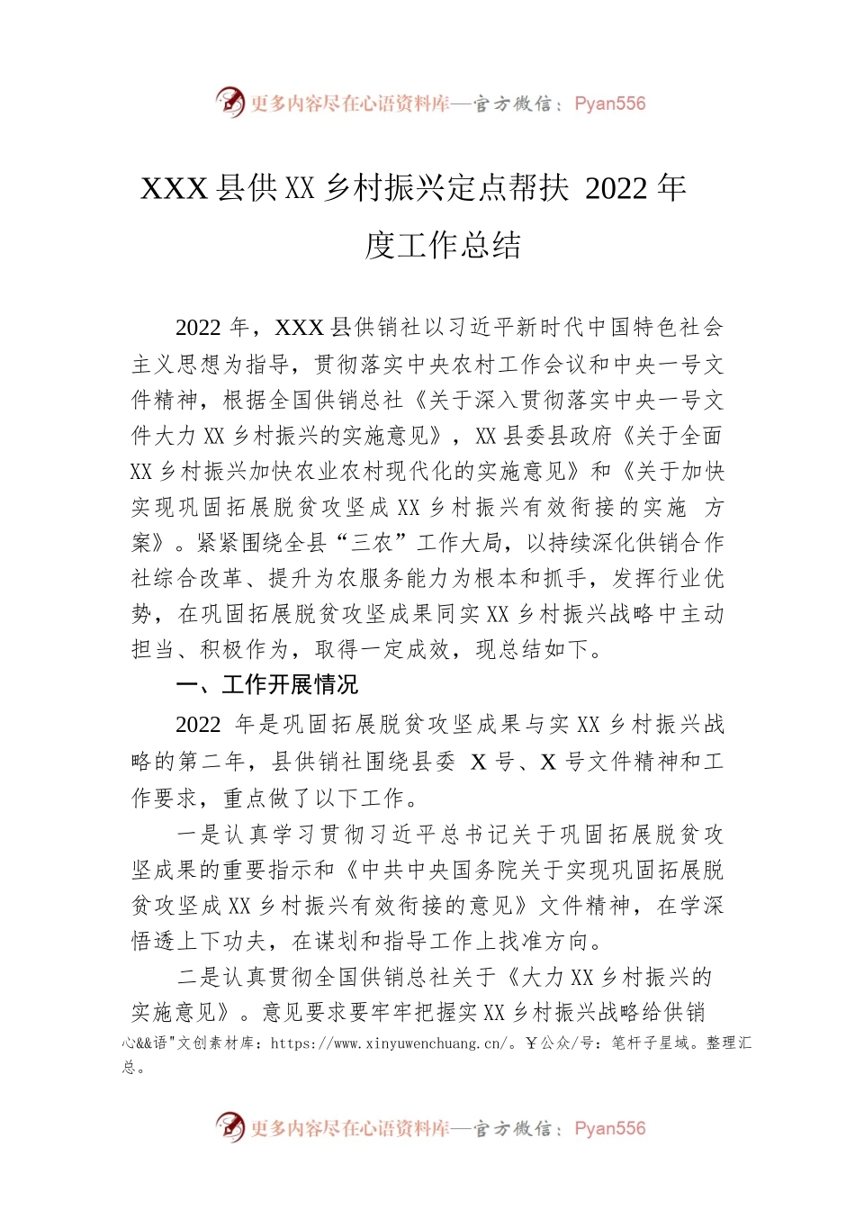 XX县供销社乡村振兴定点帮扶2022年度工作总结.docx_第1页