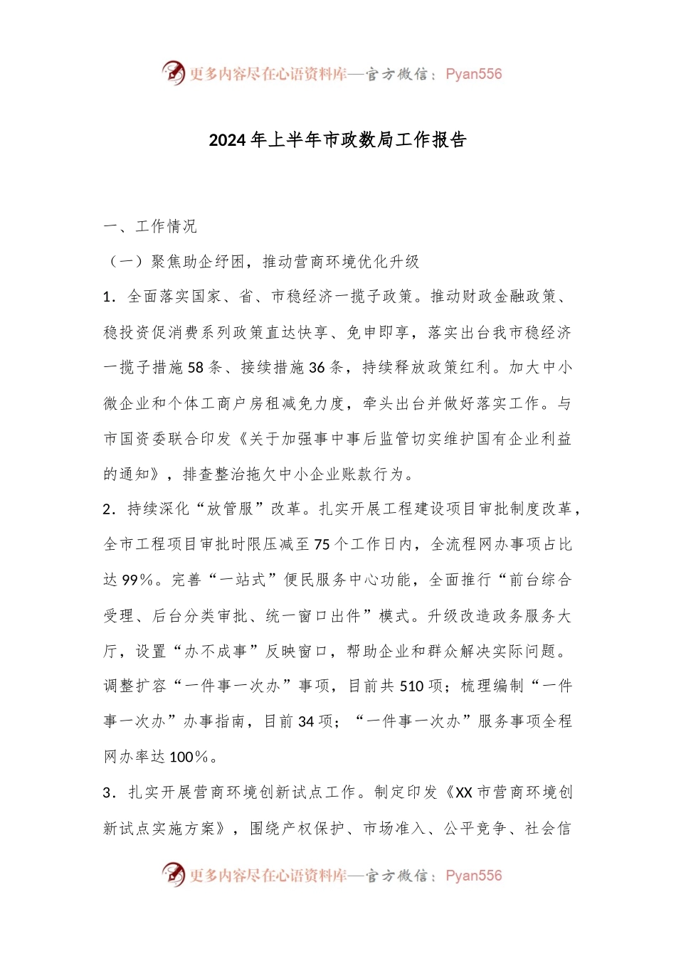 2024年上半年市政数局工作报告.docx_第1页