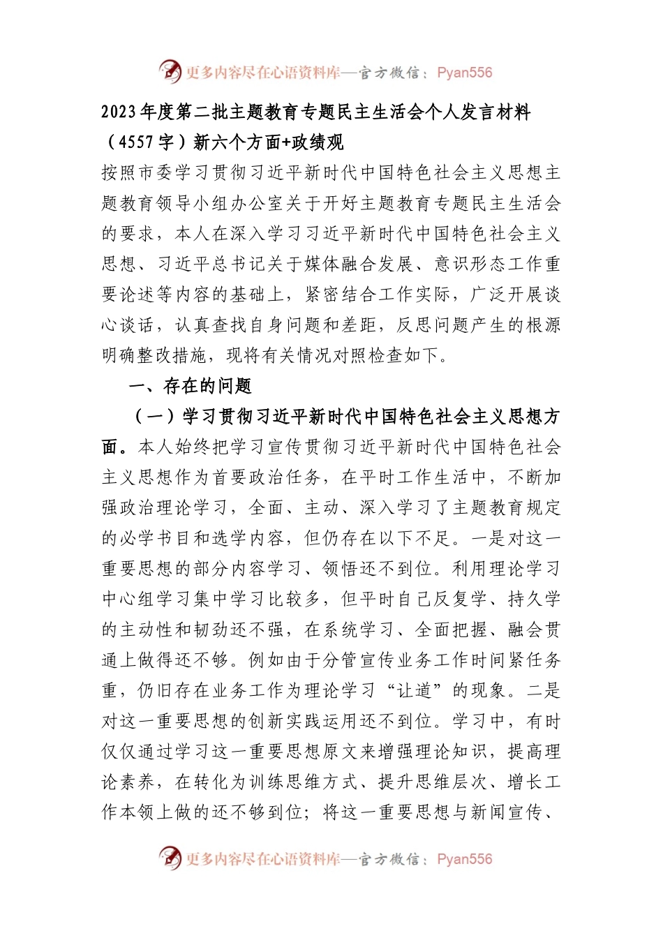2023年度第二批主题教育专题民主生活会个人发言材料（践行宗旨等6个方面+政绩观.docx_第1页