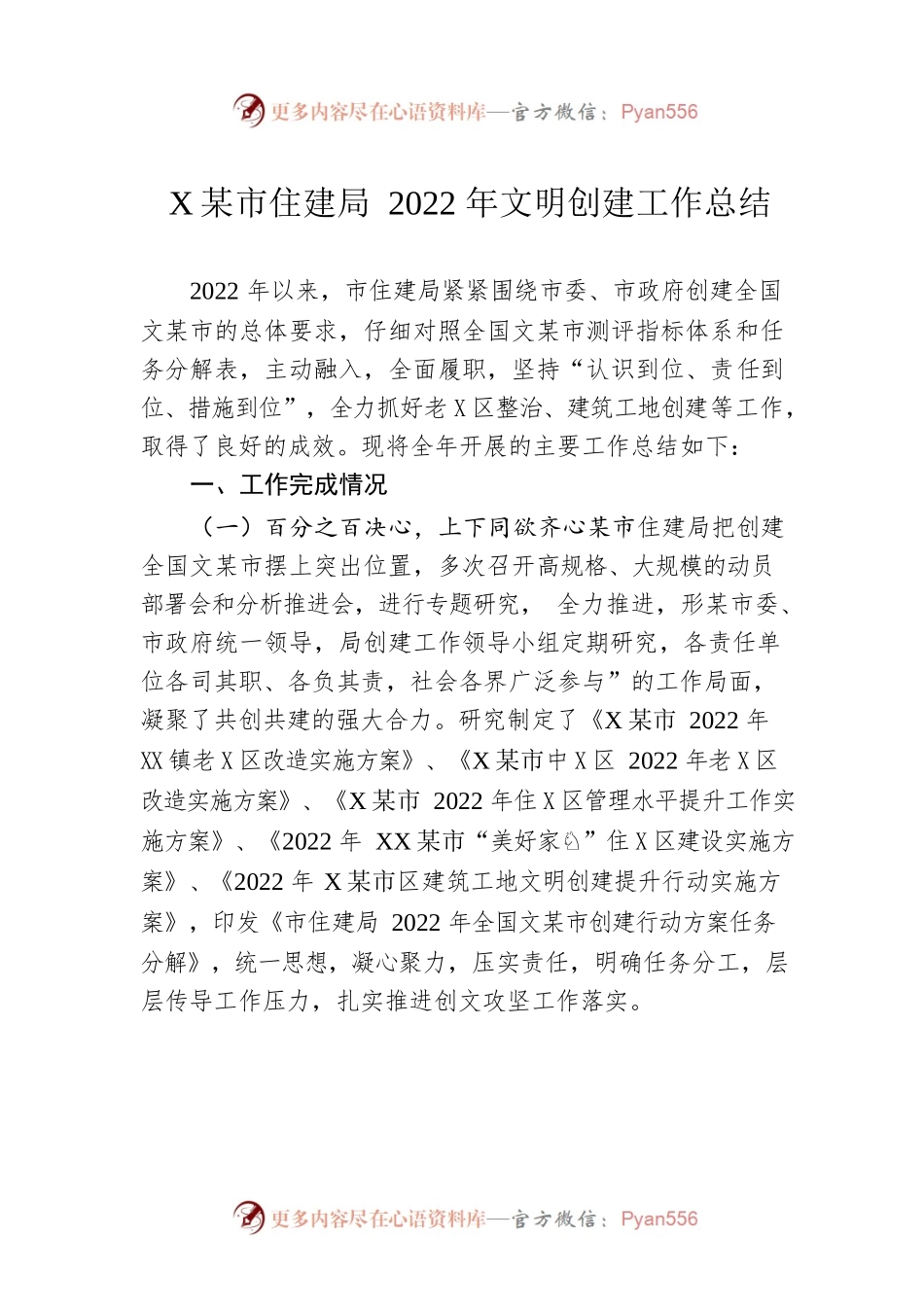 XX市住建局2022年文明创建工作总结.docx_第1页