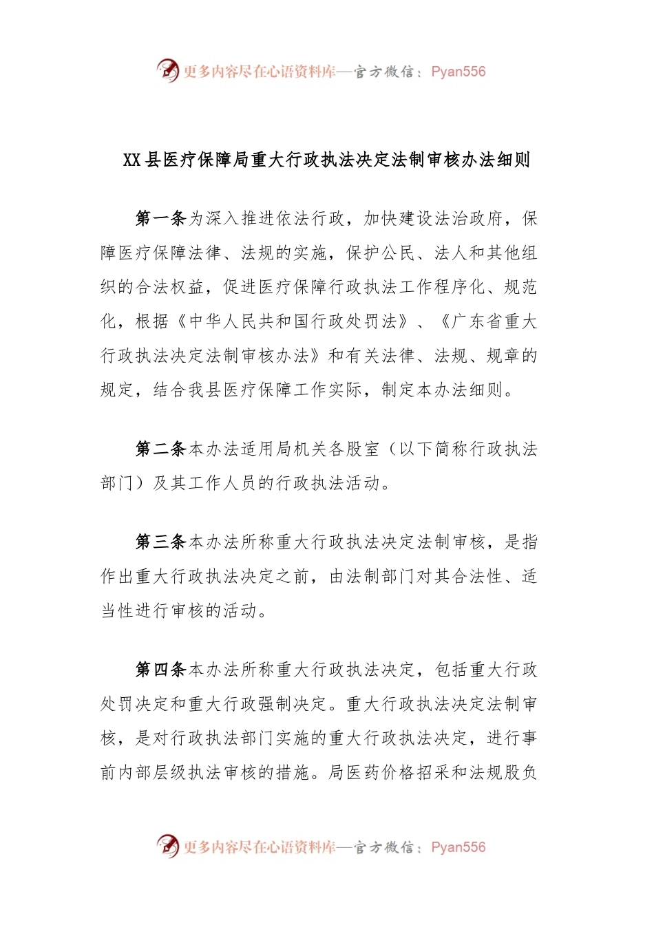 XX县医疗保障局重大行政执法决定法制审核办法细则.docx_第1页