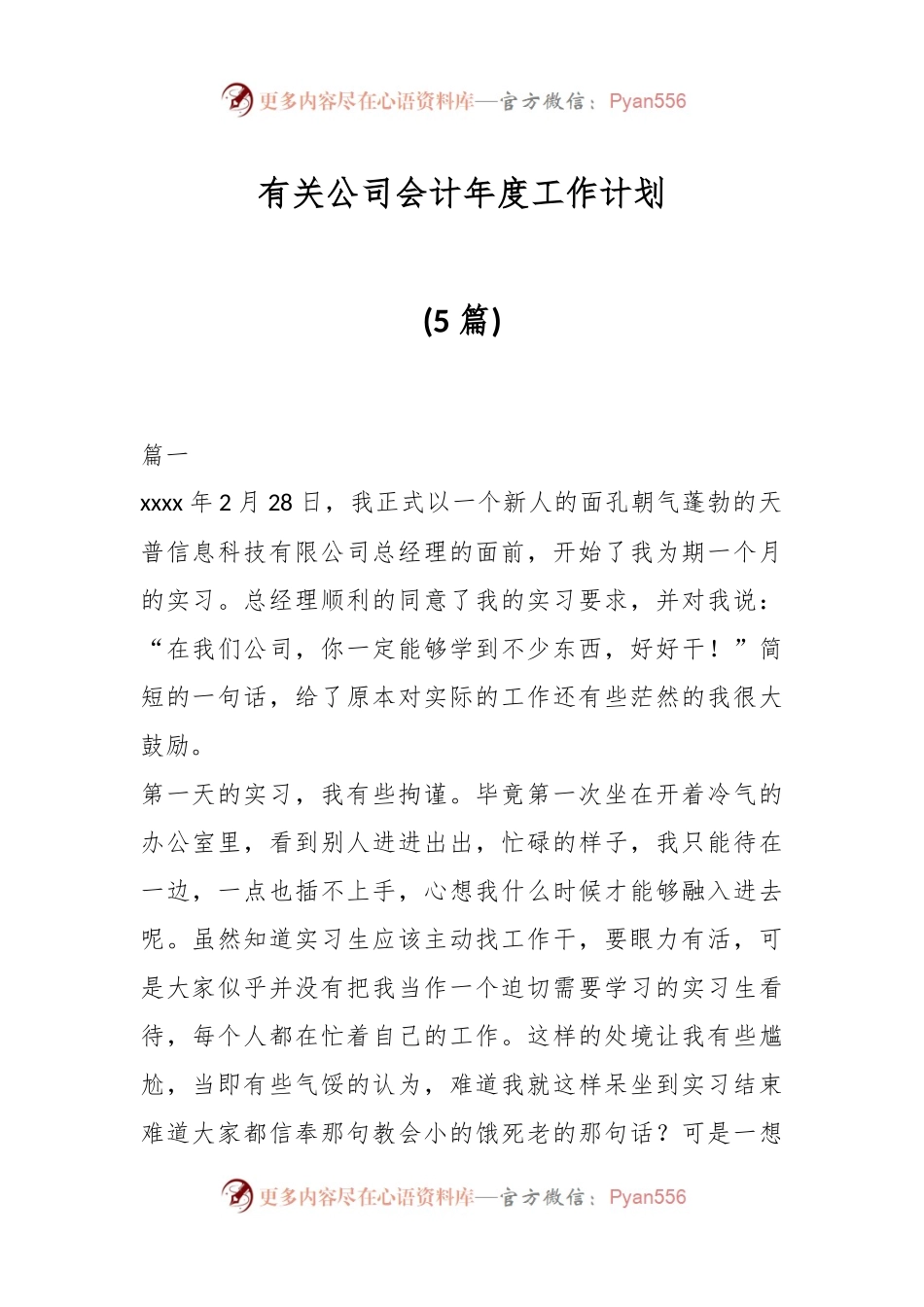 (5篇)有关公司会计年度工作计划.docx_第1页