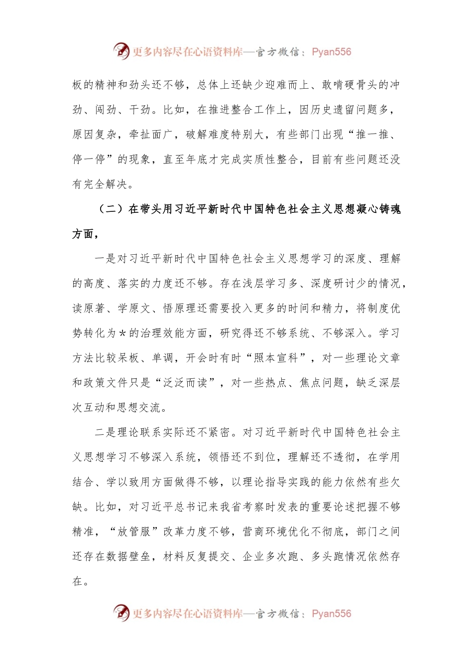 2022年民主生活会领导干部个人对照检查材料）.docx_第2页