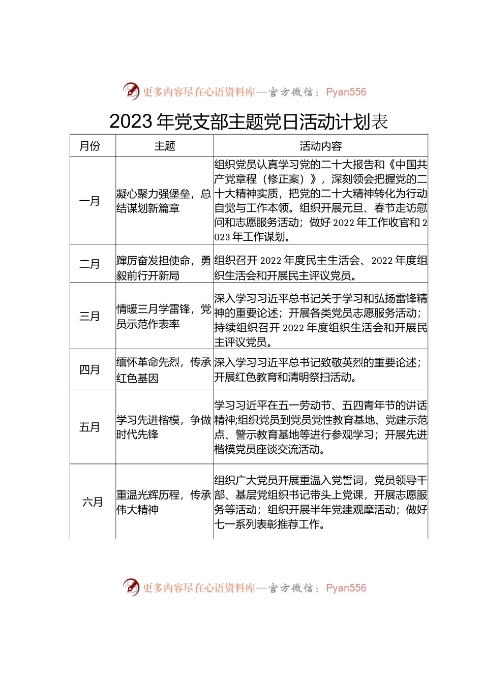2023年党支部主题党日活动计划表.docx_第1页