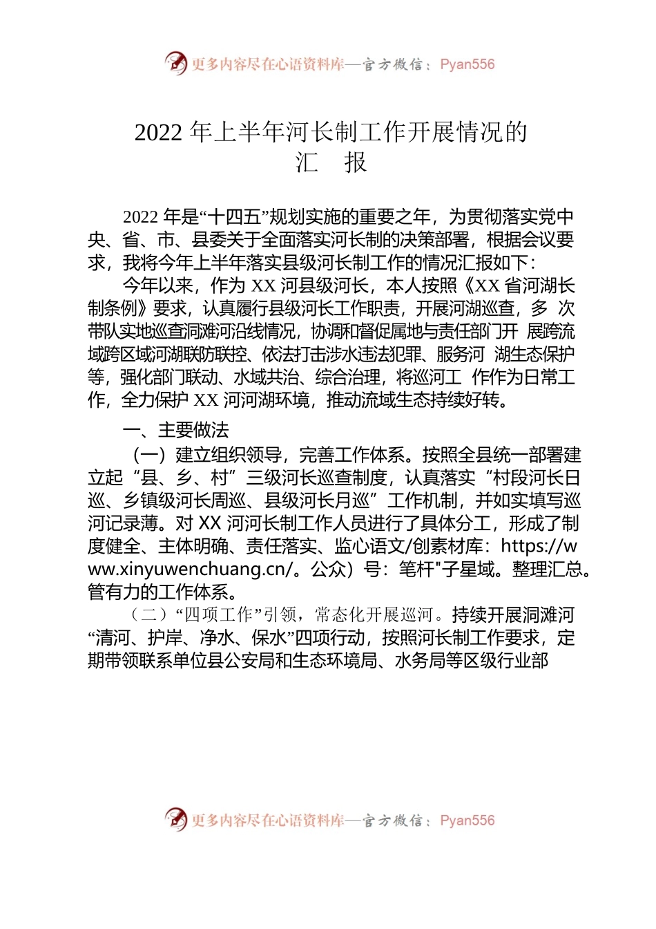 2022年县级级河长半年述职报告.docx_第1页
