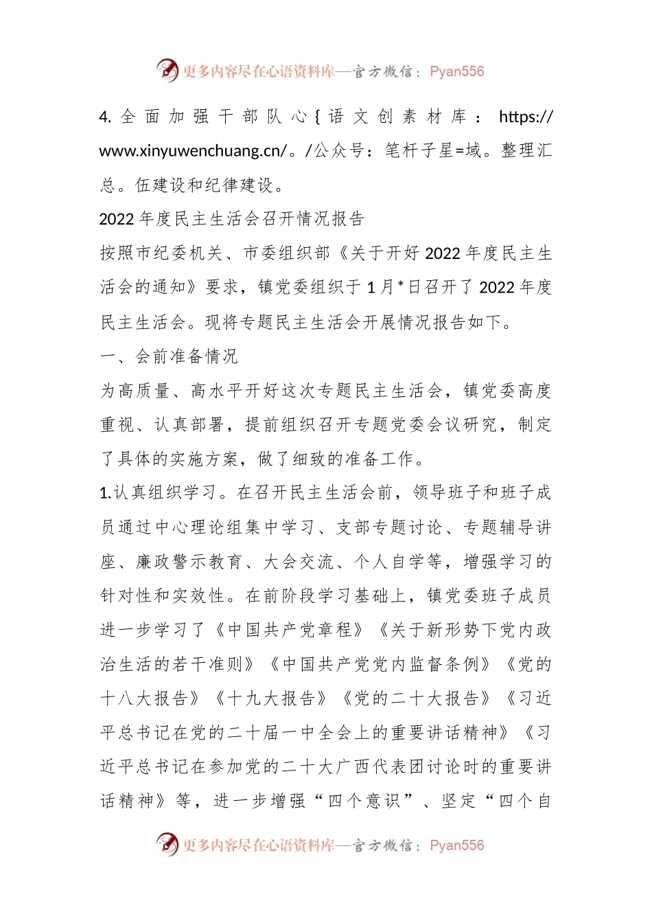 2022年度民主生活会召开情况报告（带题纲）.docx_第2页