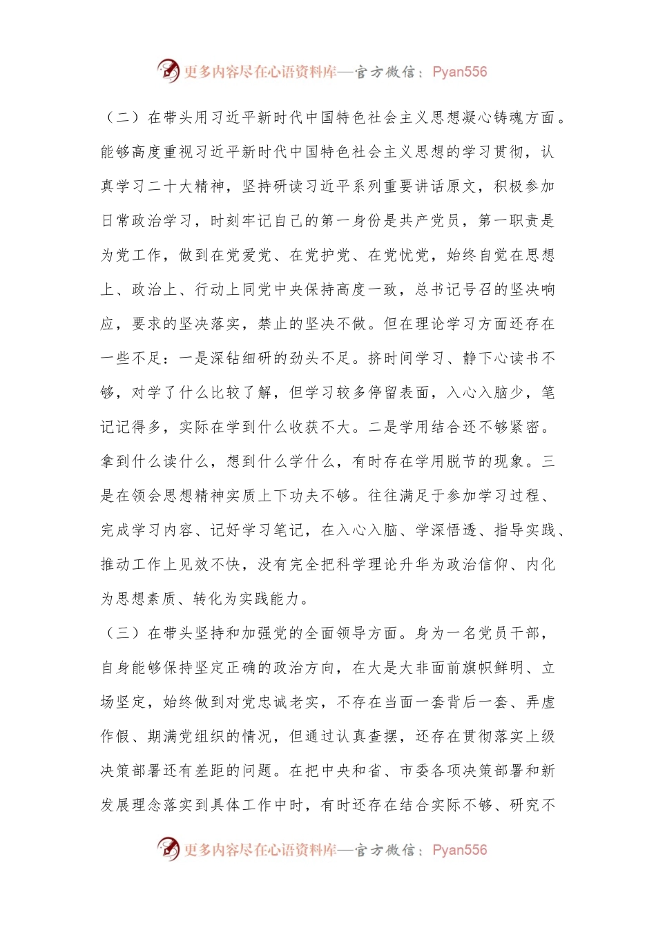 2022年民主生活会党员干部对照检查材料.docx_第2页