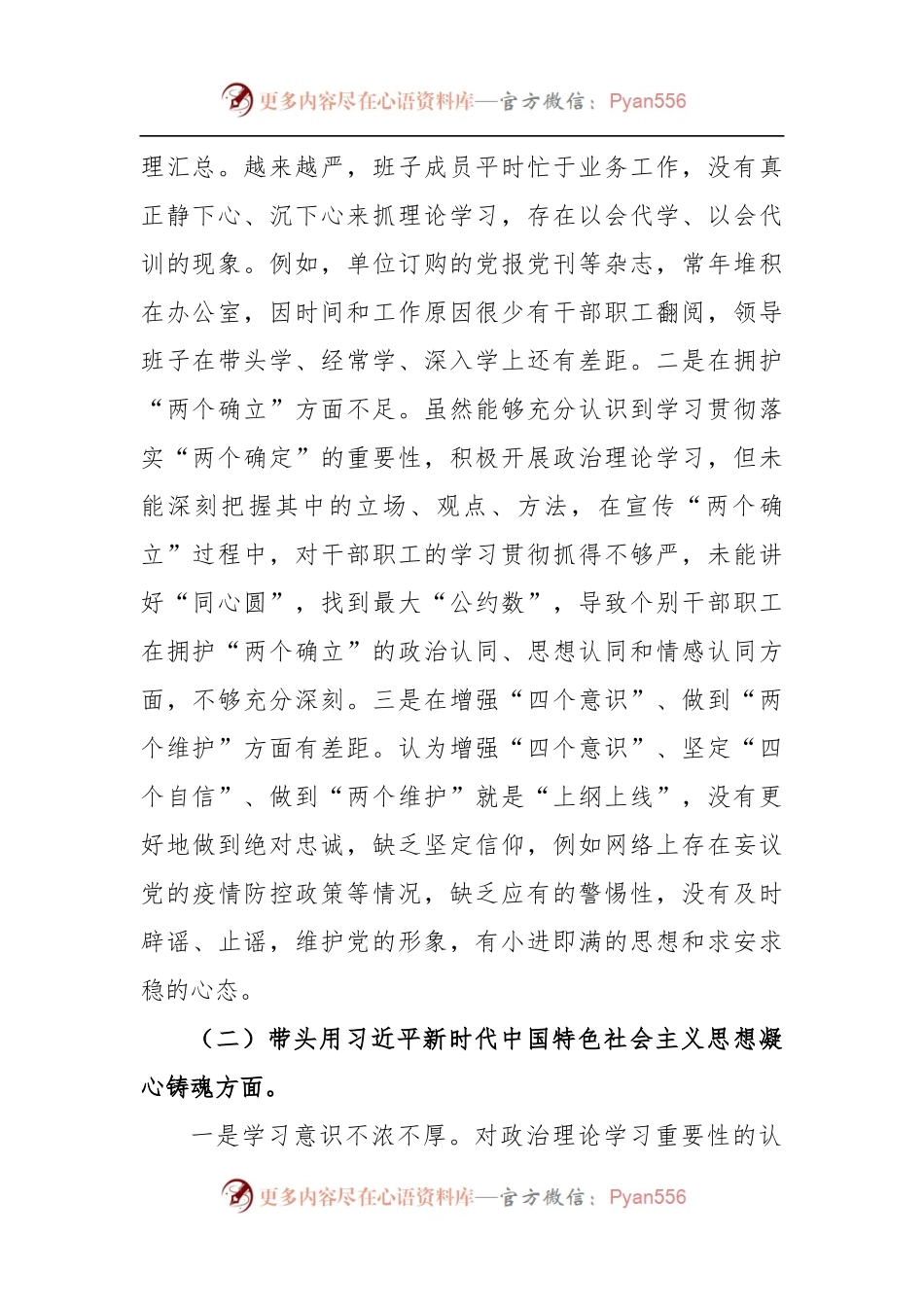 2022年度乡领导班子“六个带头”民主生活会对照检查材料.docx_第2页