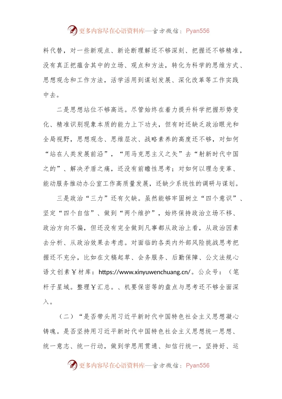 2022年度民主生活会对照检查材料（六个带头）.docx_第2页