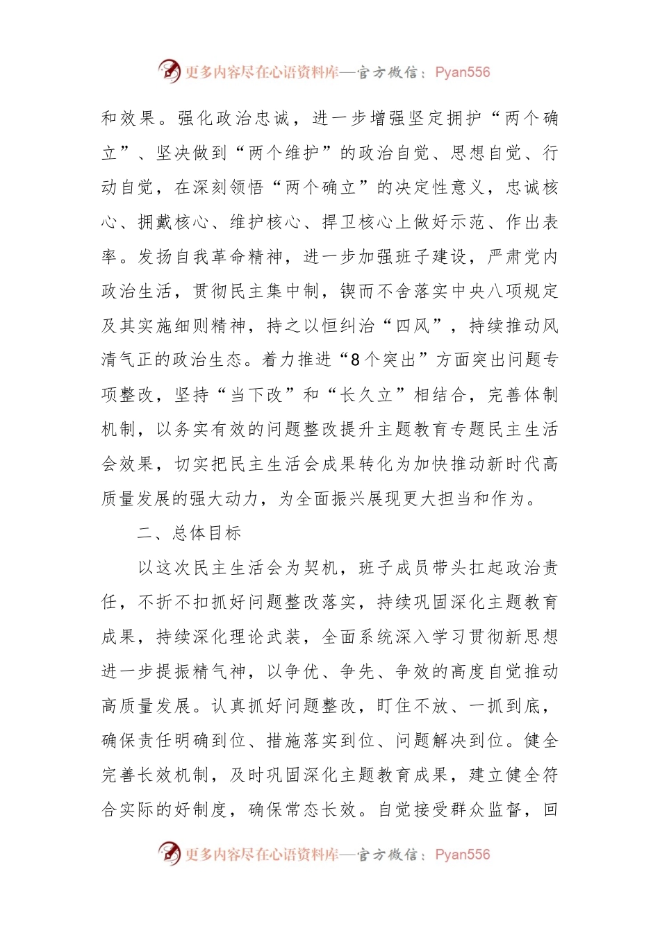 2023年主题教育专题民主生活会整改实施方案（2）.docx_第2页