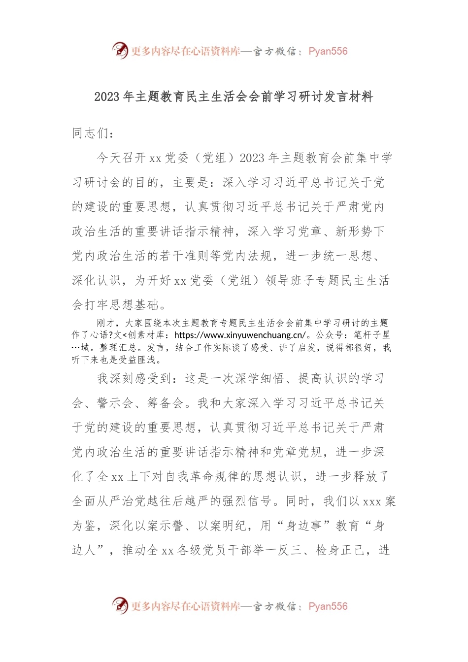 2023年主题教育民主生活会会前学习研讨发言稿材料 (3).docx_第1页