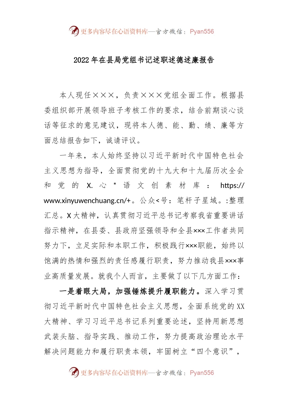 2022年在县局党组书记述职述德述廉报告.docx_第1页