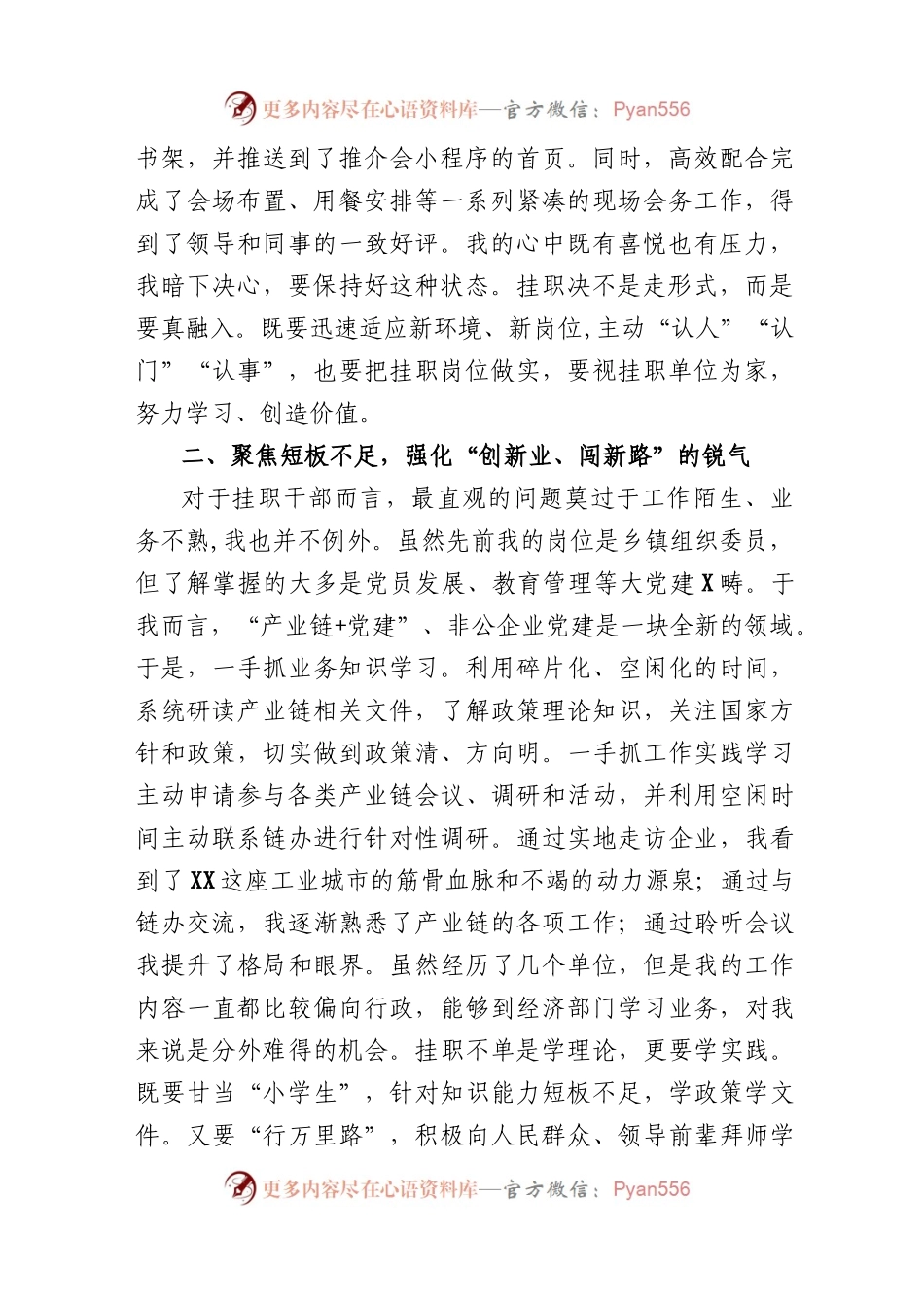 (7篇)2023年挂职干部座谈会经验交流发言材料.docx_第2页