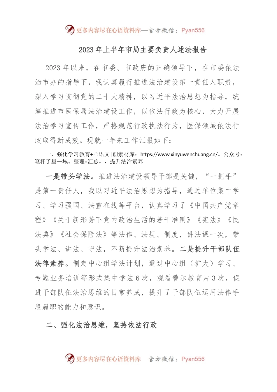 2023年上半年市局主要负责人述法报告.docx_第1页