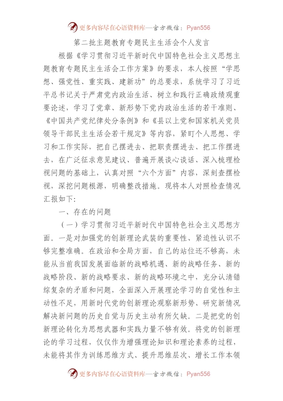 2023年主题教育民主生活会个人对照检查材料（践行宗旨等6个方面） （4）(1).docx_第1页