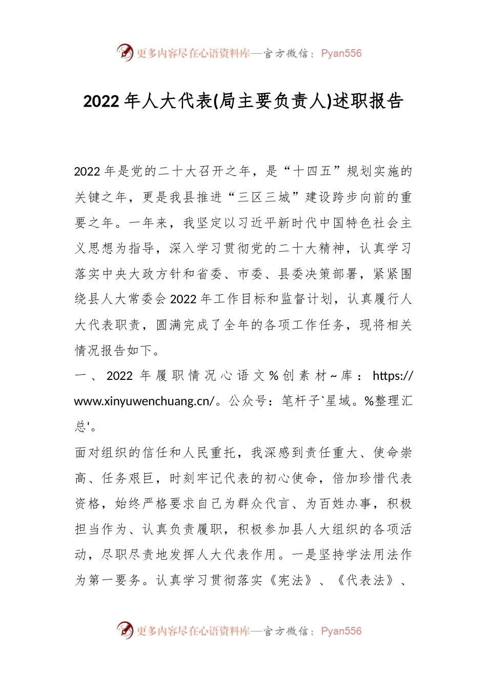 2022年人大代表(局主要负责人)述职报告.docx_第1页