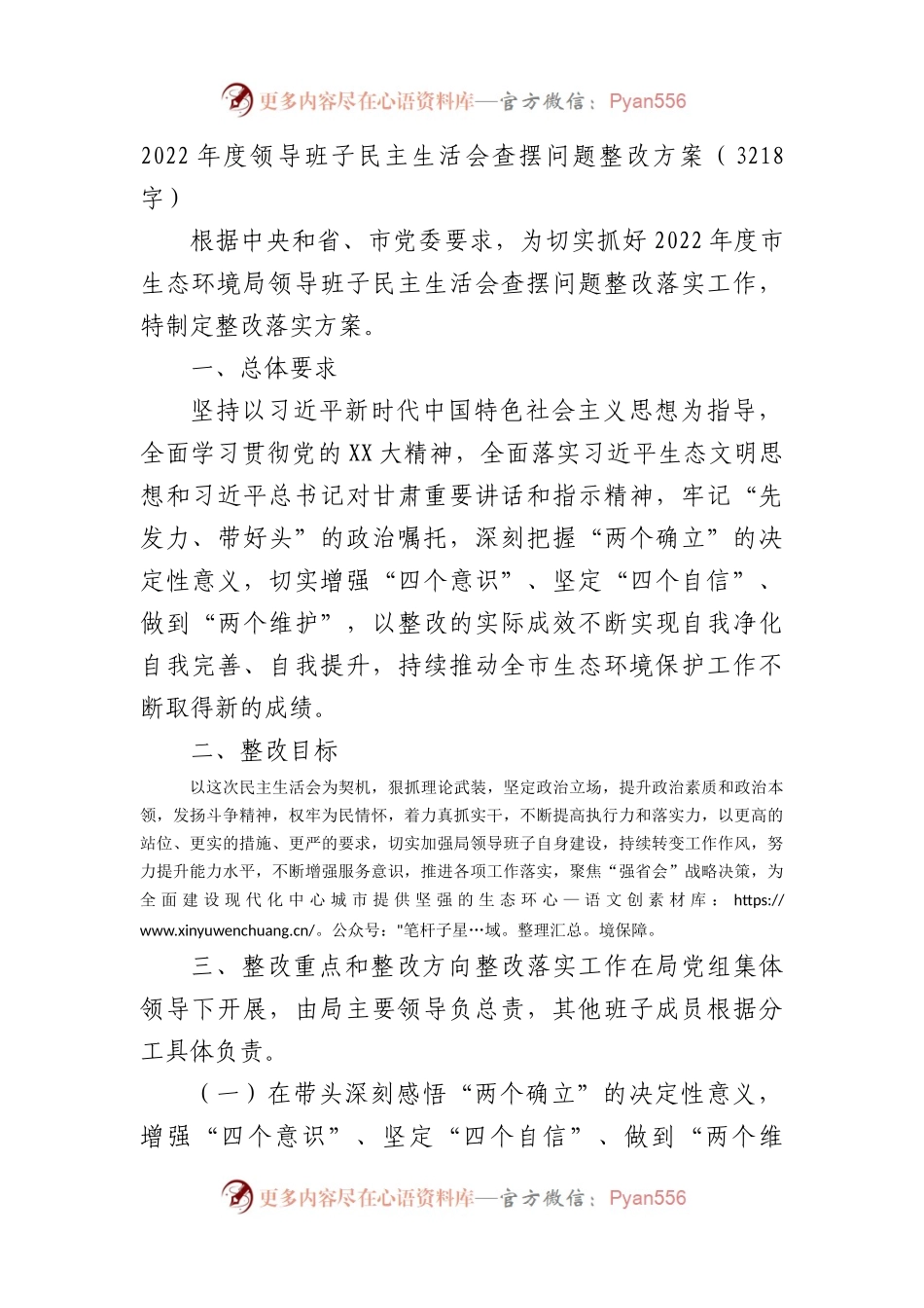 2022年度民主生活会整改方案.docx_第1页