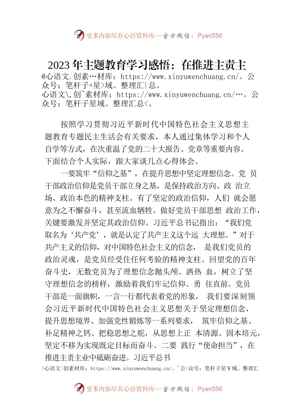 2023年主题教育学习感悟：在推进主责主业中砥砺奋进.docx_第1页