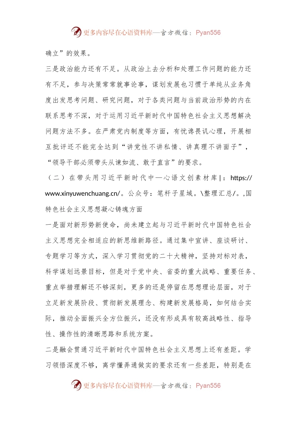 2022年度领导干部民主生活会个人对照检查材料（六个带头）.docx_第2页