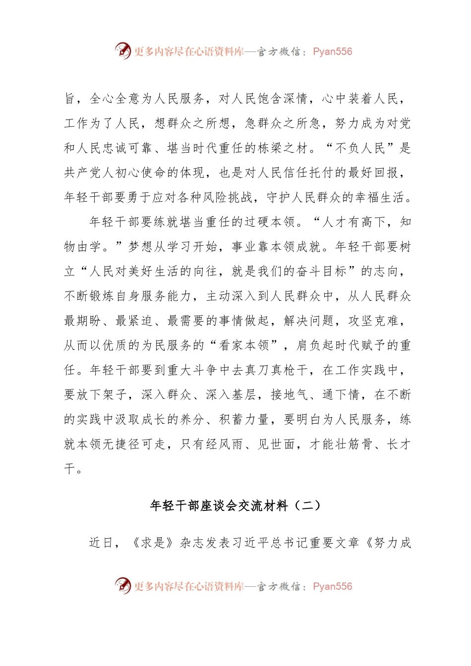 (2篇)年轻干部座谈会交流材料.docx_第2页