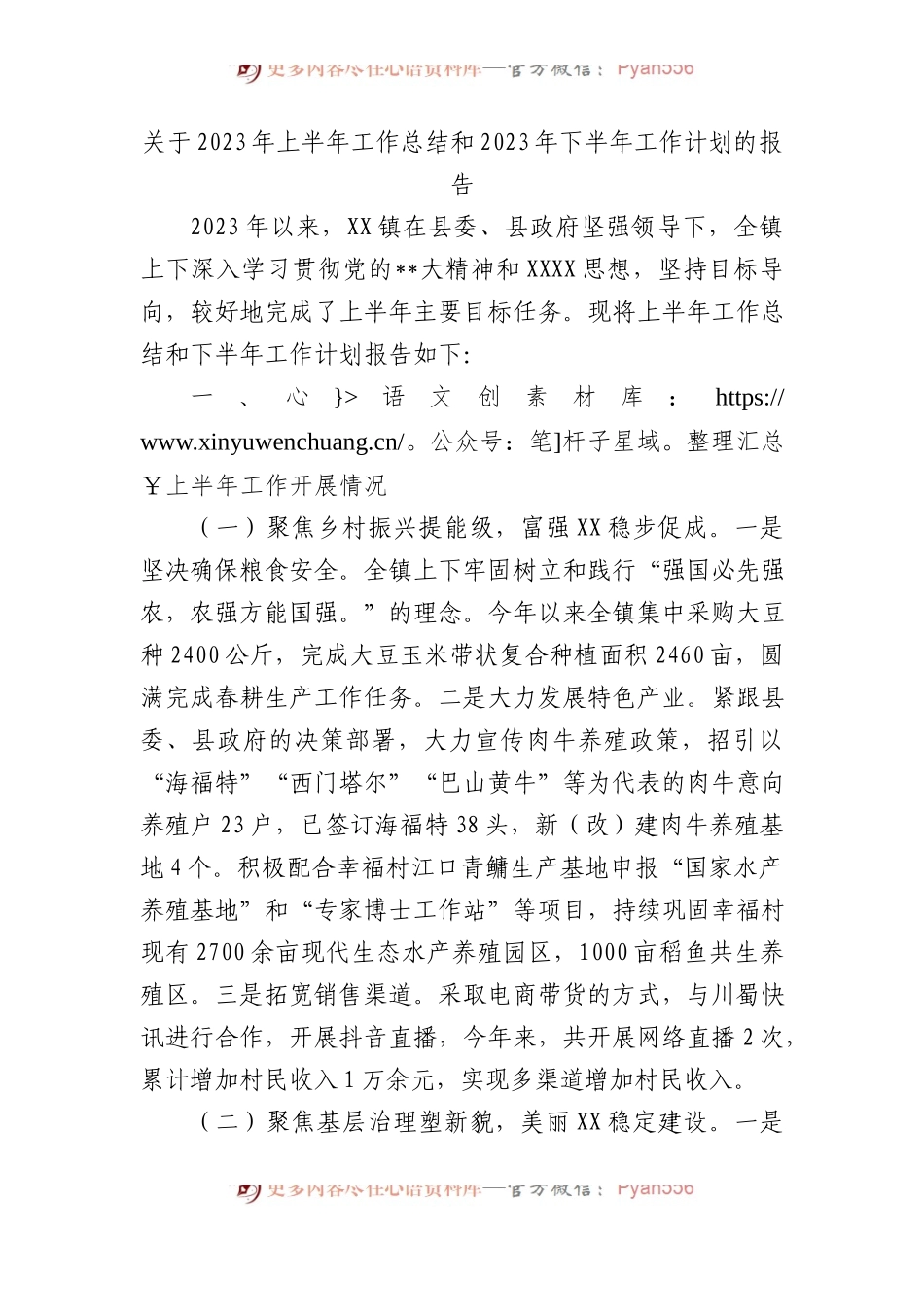 2023年上半年工作总结和2023年下半年工作计划的报告.docx_第1页
