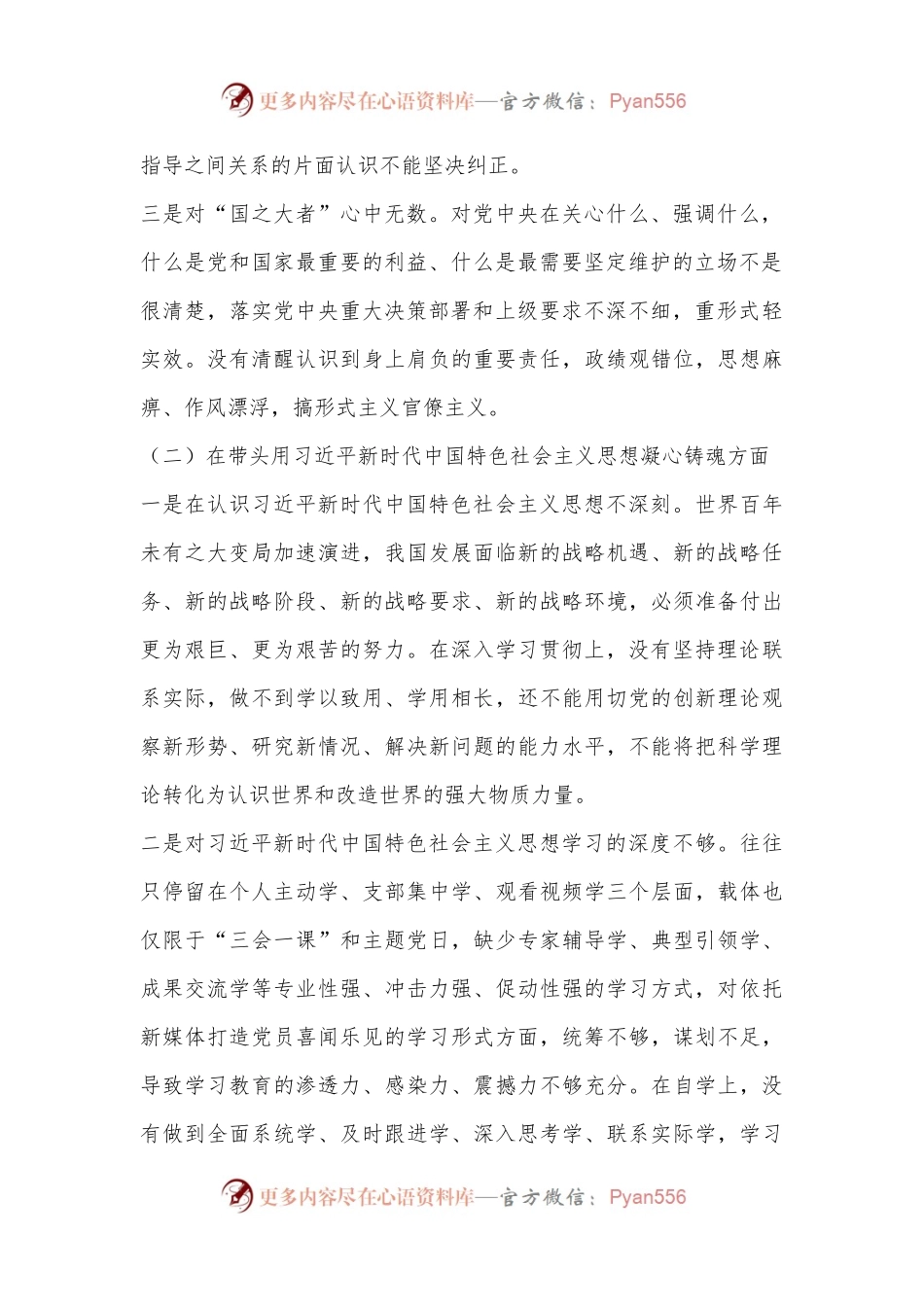 2022年度“六个带头”民主生活会个人对照检查材料（党员领导干部）.docx_第2页