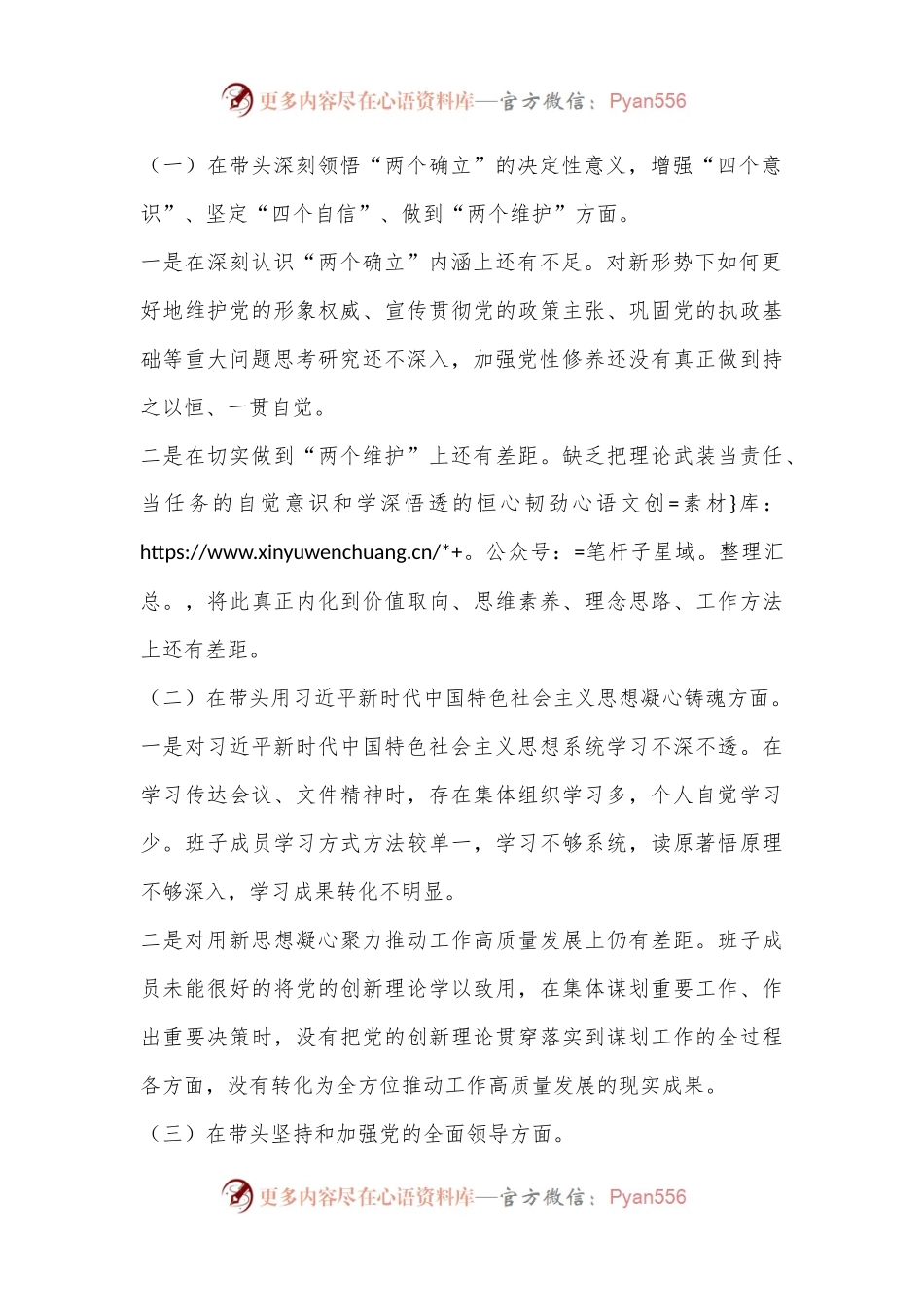 2022XX领导班子民主生活会对照检查材料.docx_第2页