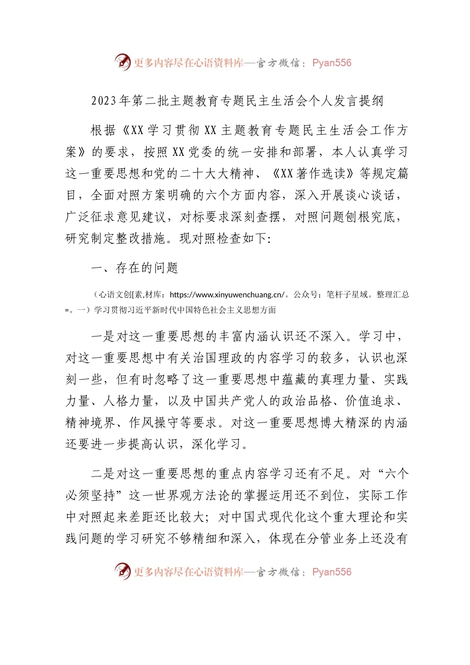 2023年主题教育民主生活会个人对照检查材料（践行宗旨等6个方面） (13).docx_第1页