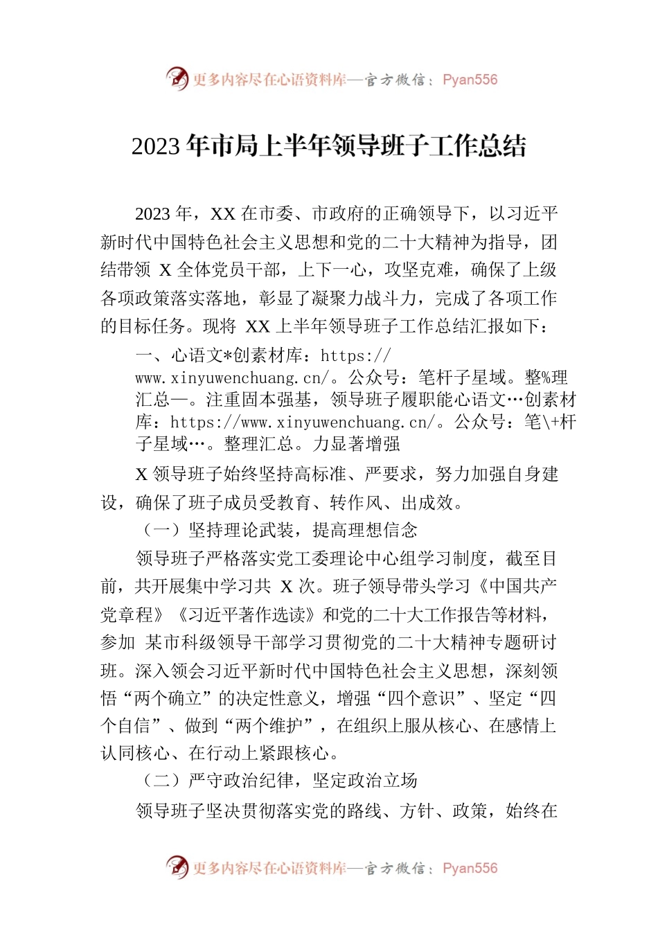 2023年市局上半年领导班子工作总结.docx_第1页