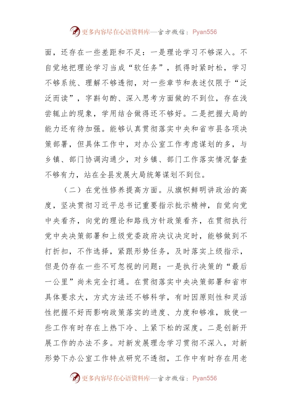 2023年度组织生活会XXX班子成员对照检查材料.docx_第2页