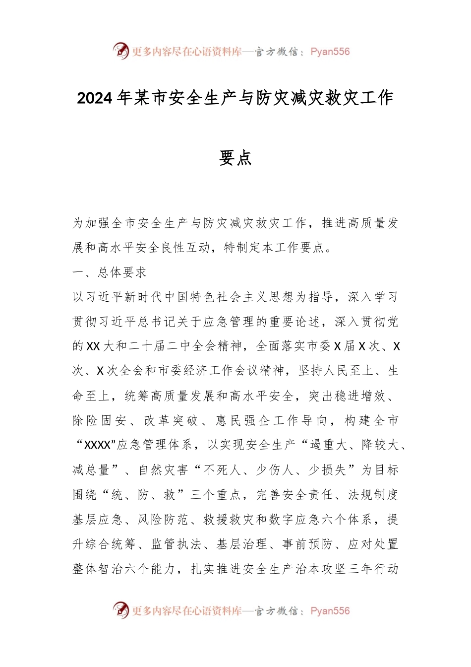 2024年某市安全生产与防灾减灾救灾工作要点.docx_第1页