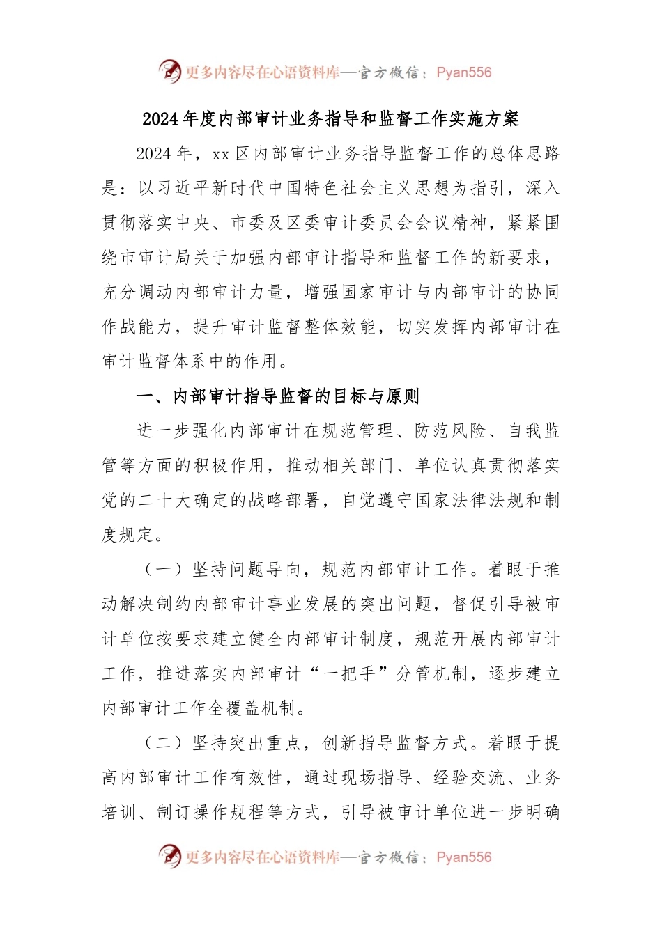 2024年度内部审计业务指导和监督工作实施方案.docx_第1页