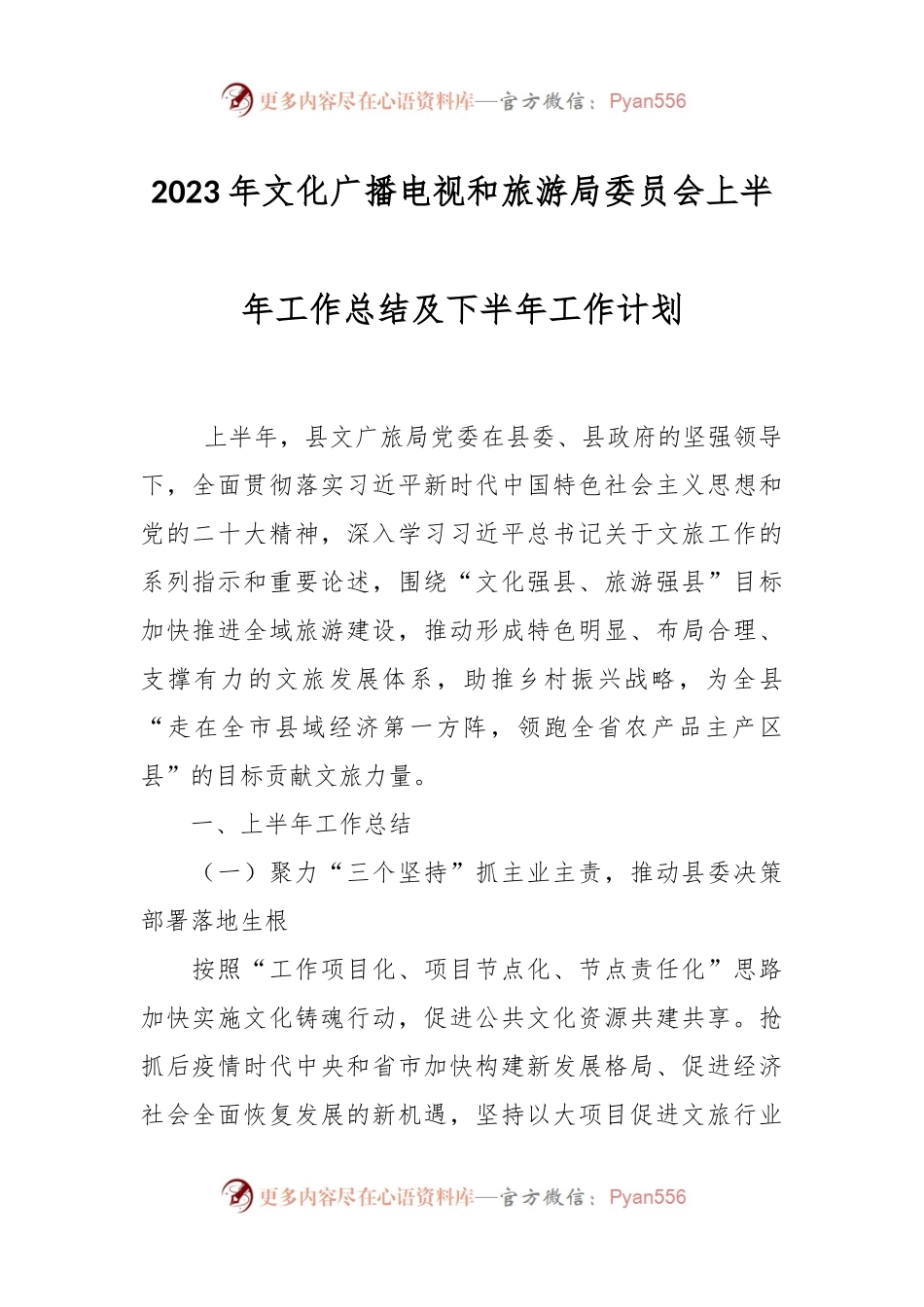2023年文化广播电视和旅游局委员会上半年工作总结及下半年工作计划.docx_第1页