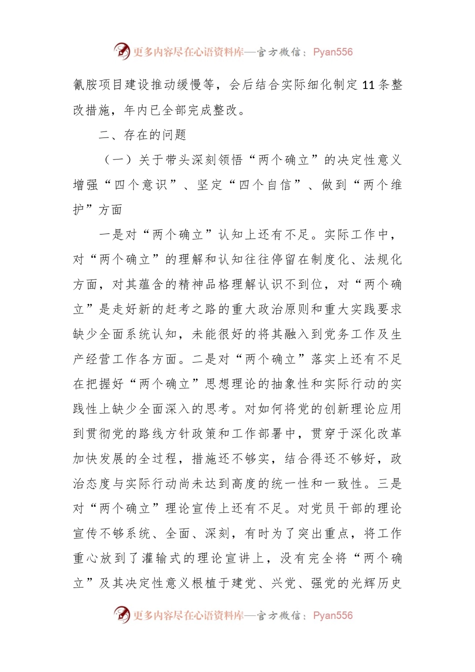 XX国企公司党委民主生活会六个方面检视剖析情况报告.docx_第2页