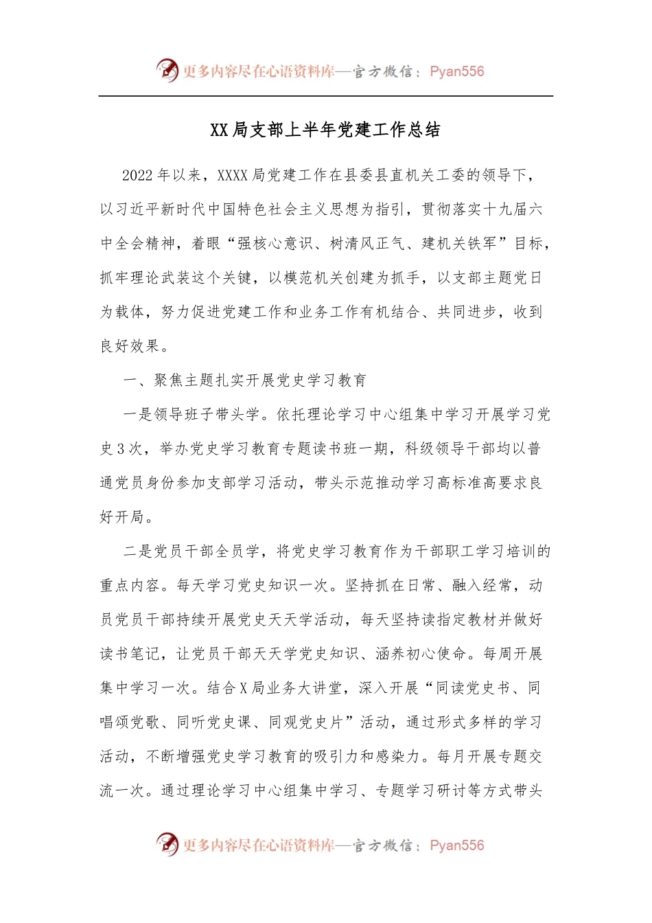 XX局支部上半年党建工作总结.docx_第1页