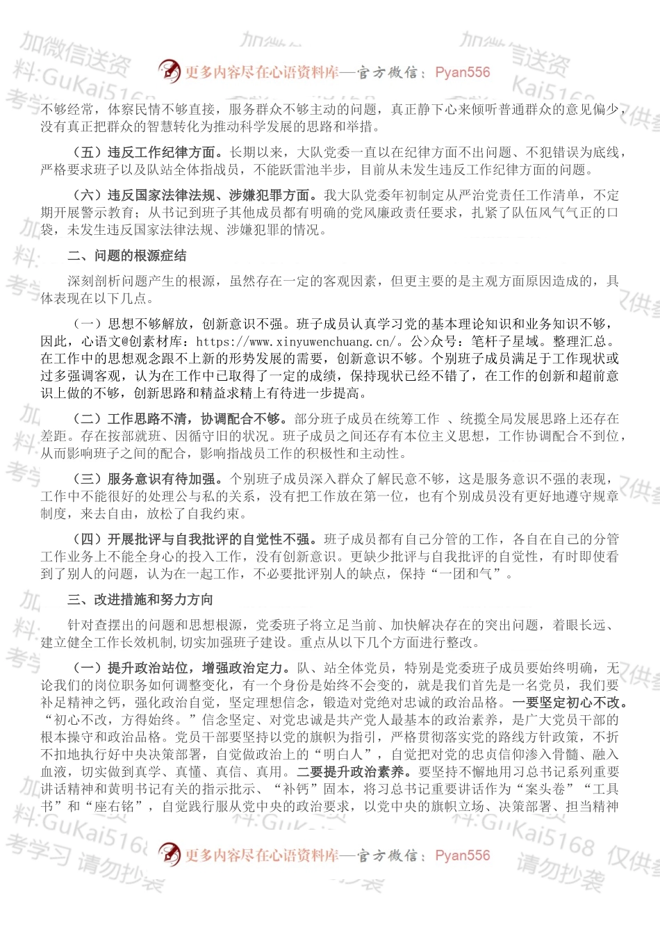 20XX年度警示教育民主生活会班子对照检查材料.docx_第2页