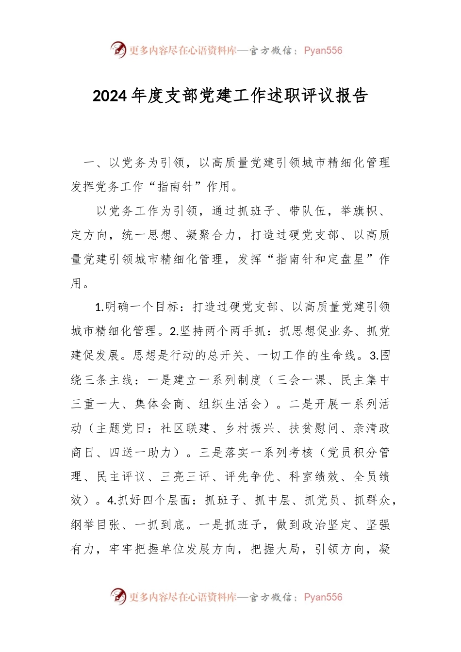 2024年度支部党建工作述职评议报告.docx_第1页