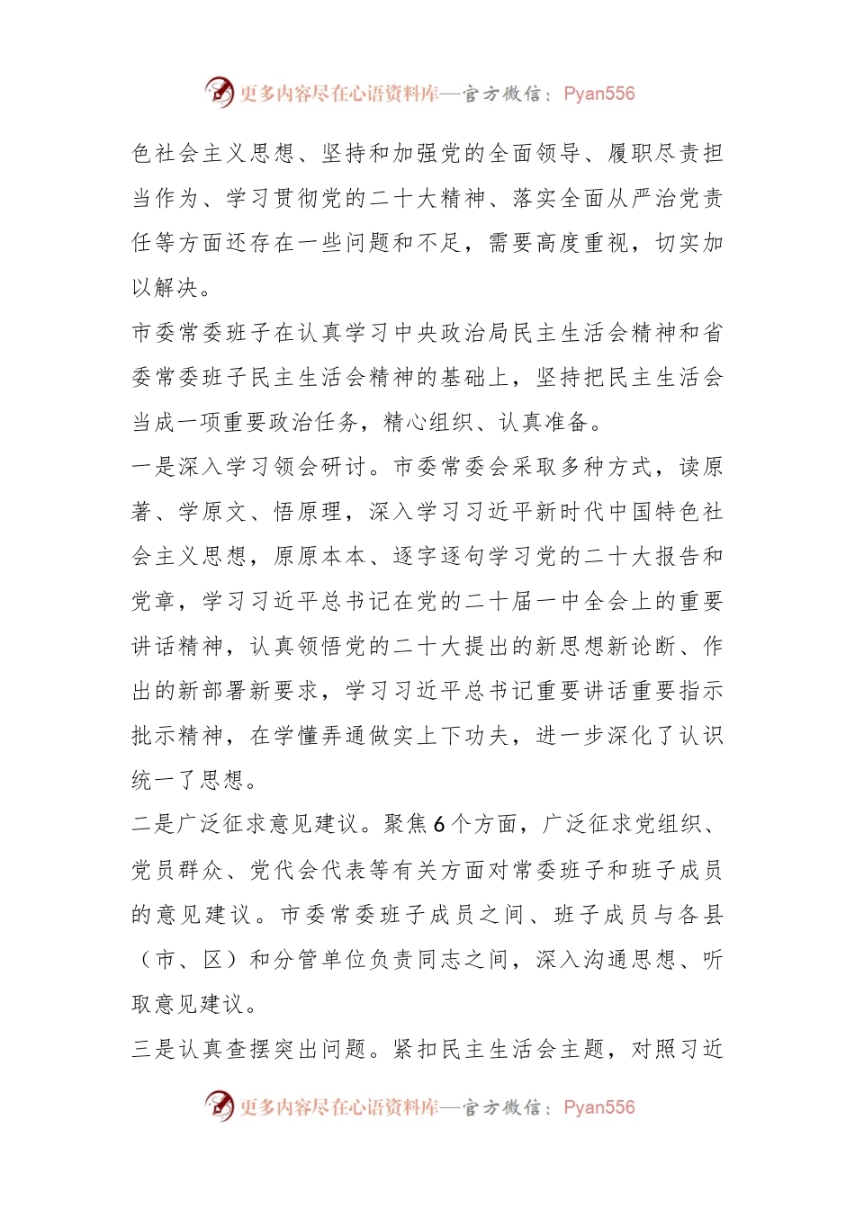 XX市委常委班子“六个带头”民主生活会对照检查材料.docx_第2页