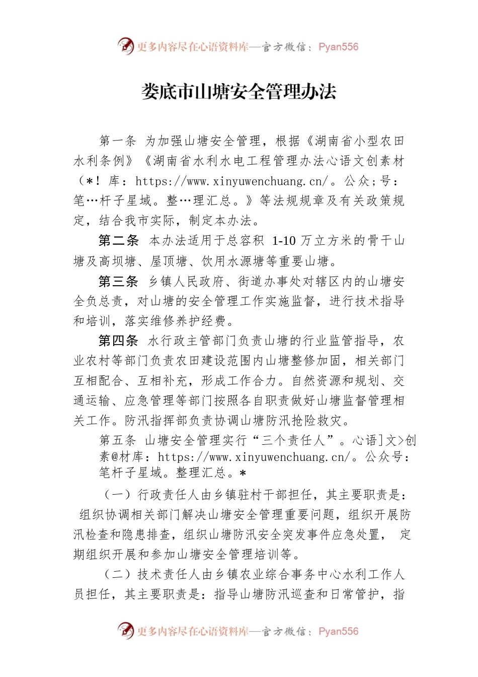 XX市山塘安全管理办法.docx_第1页
