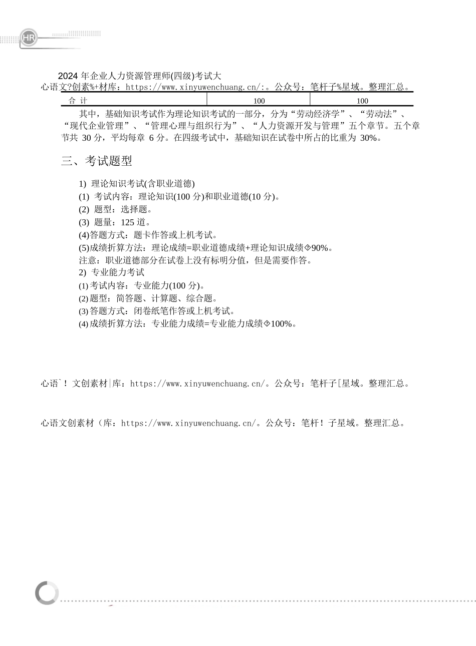 2024年企业人力资源管理师(四级)考试大纲.docx_第2页
