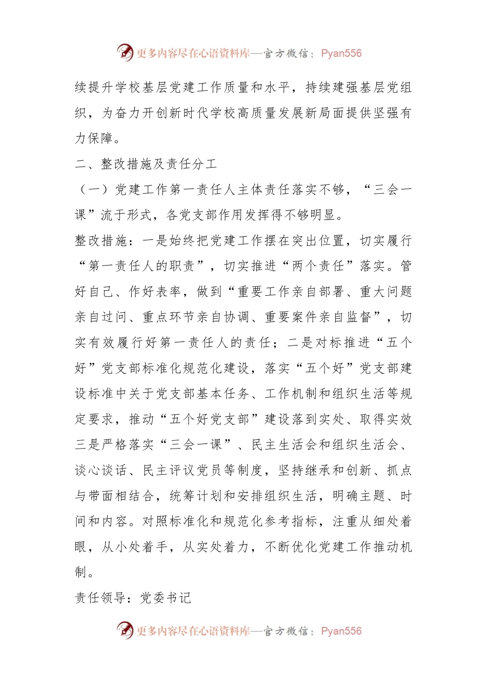 XX学校党委书记20XX年度抓基层党建述职评议问题整改方案.docx_第2页