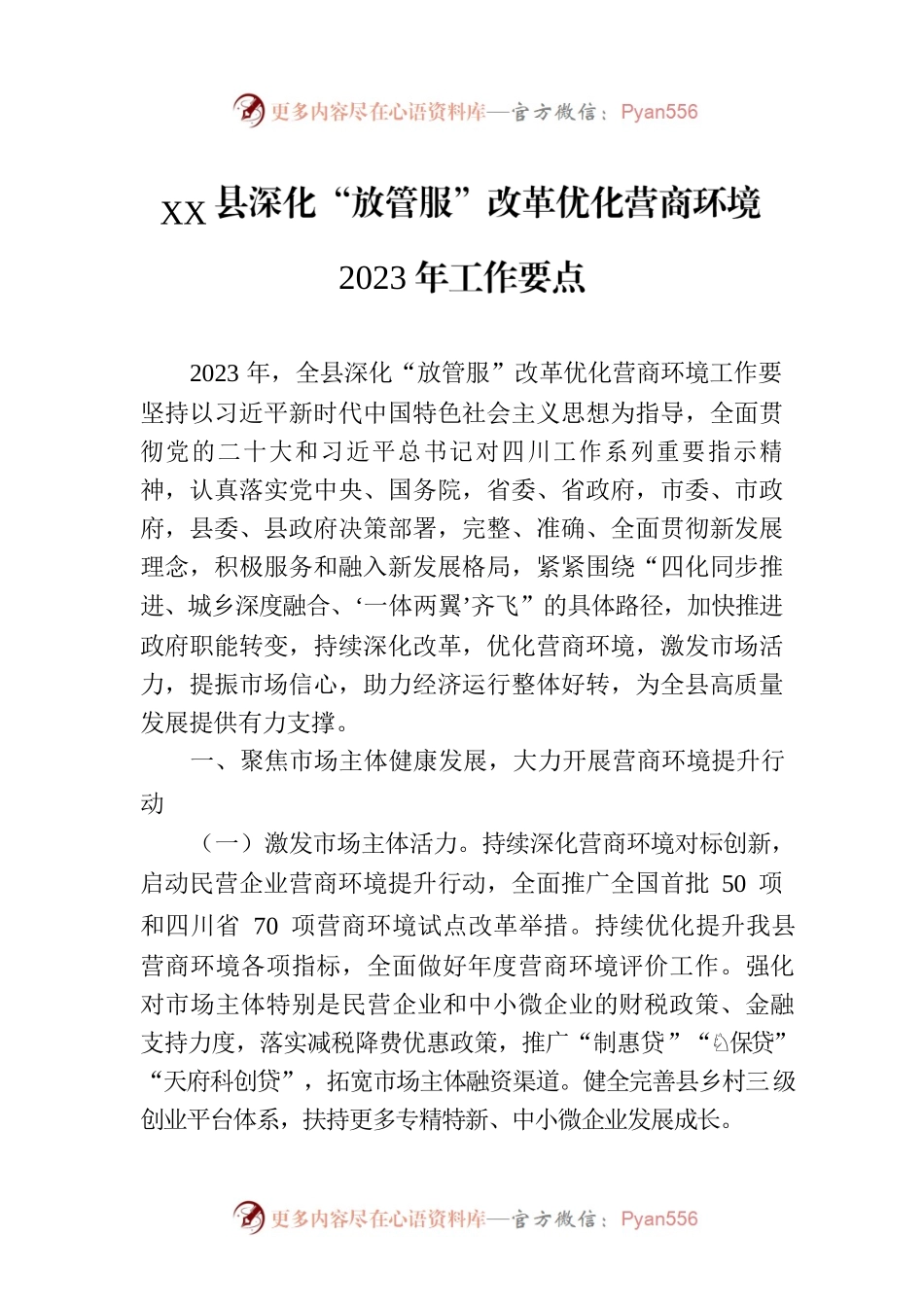 XX县深化“放管服”改革优化营商环境2023年工作要点(20230704).docx_第1页